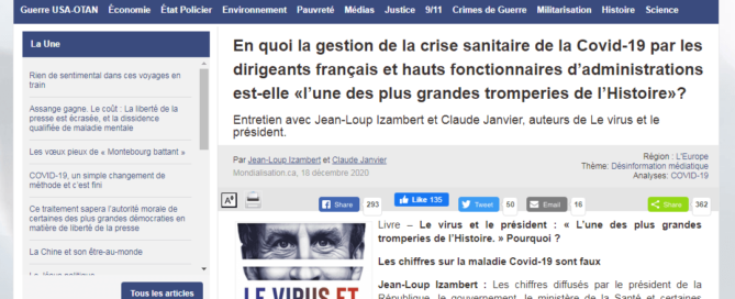 Interview de Jean-Loup Izambert et Claude Janvier (Le virus et le Président) sur le site Mondialisation.ca