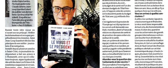 Interview de Jean-Loup Izambert ("Le virus et le Président") sur La Dépêche.fr