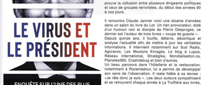 Article consacré au livre "Le virus et le Président" sur la revue La Terre et l'Encrier"