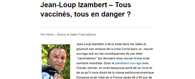 Interview de Jean-Loup Izambert sur le site Le Saker Francophone